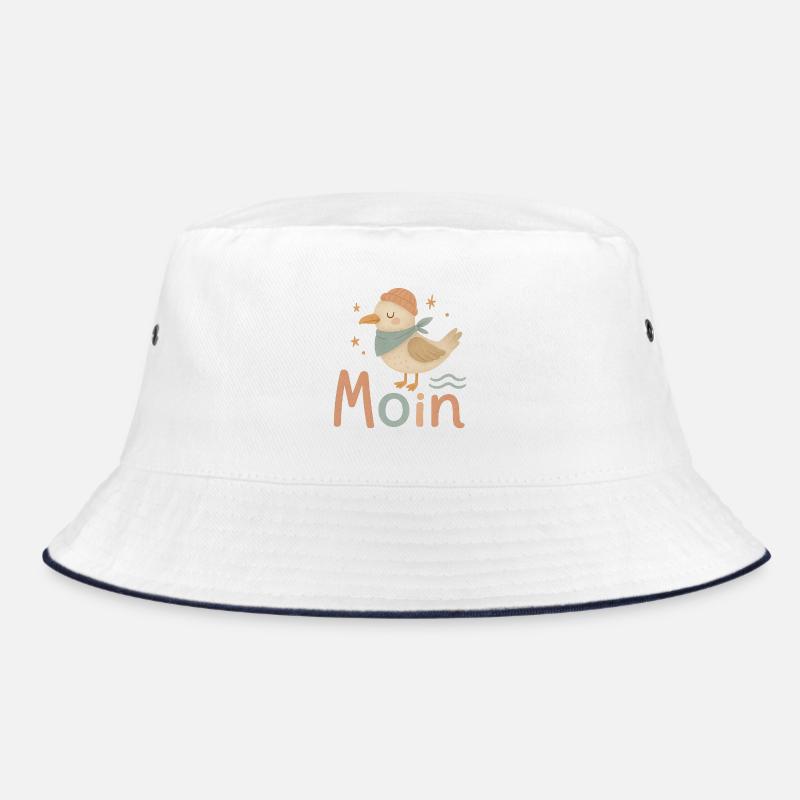 Moin Möwe – Nordsee Küstenkind Design - Bucket Hat - Weiß/Navy