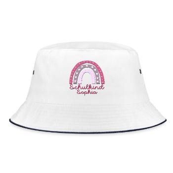 Schulanfang Schulkind Sophia - Bucket Hat - Weiß/Navy - Vorne