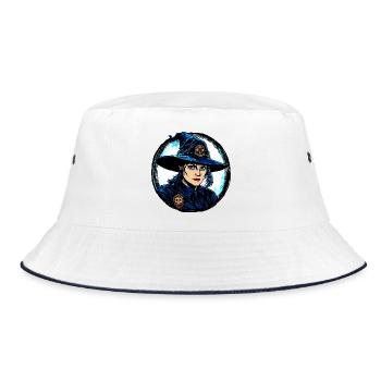 Hexen Polizei / Polizistin Hexe - Bucket Hat - Weiß/Navy - Vorne