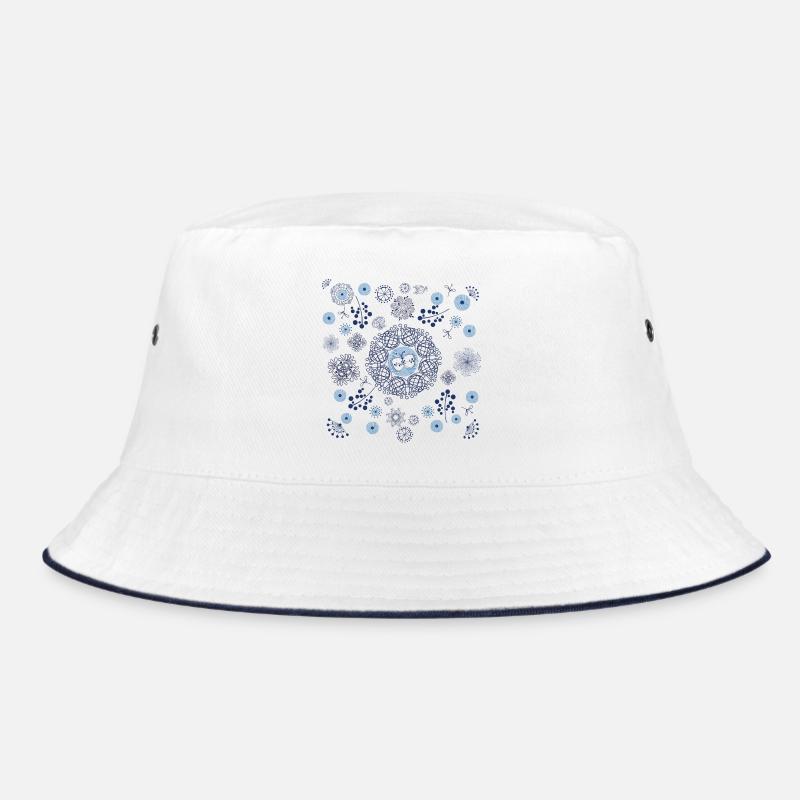 Abstract Winter Floral Pattern in Blue Bucket Hat