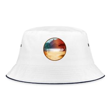 Glowing African steppe at sunrise - Bucket Hat - white/navy - Front