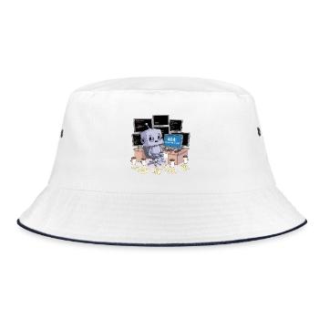 404: Schlaf nicht gefunden - Bucket Hat - Weiß/Navy - Vorne