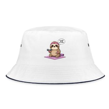 Adorable Workout Sloth Design - Bucket Hat - white/navy - Front