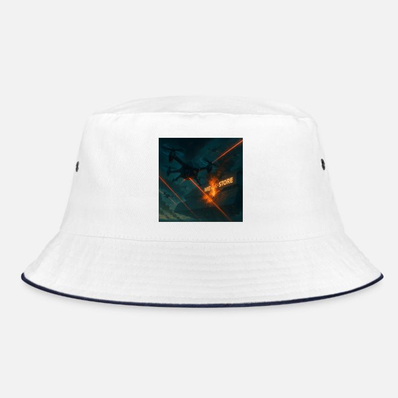 Futuristic Air Base Attack Image - Bucket Hat - white/navy