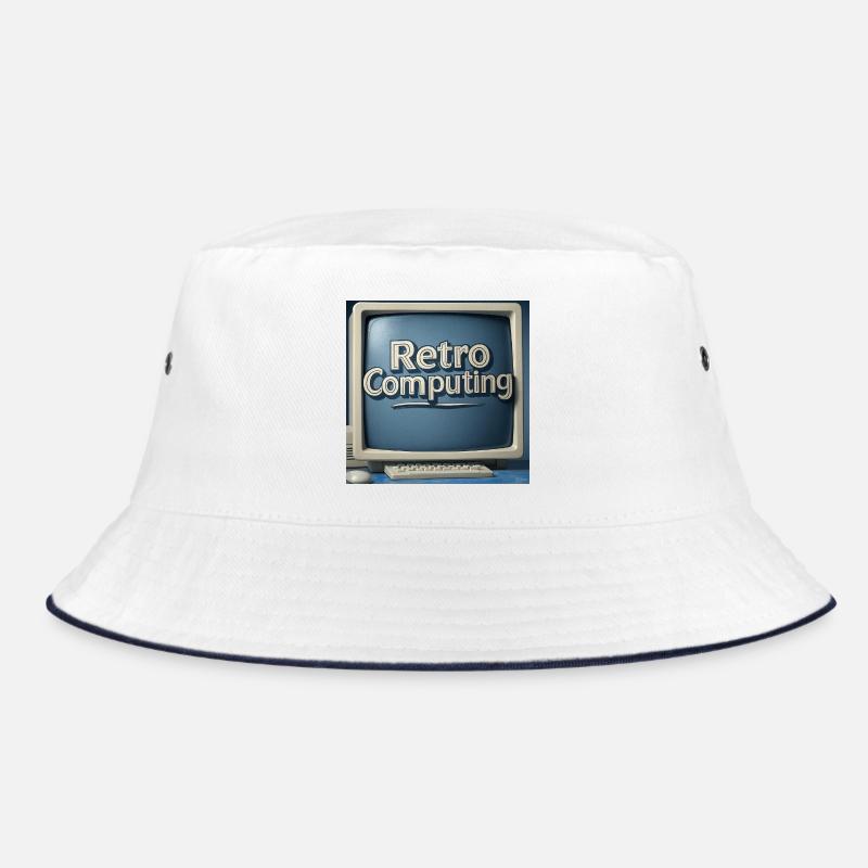 Retro Computergrafik auf blauem Hintergrund Bucket Hat
