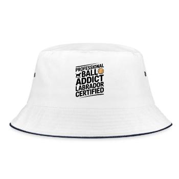 Ball Addict Labrador Certified Funny Dog - Bucket Hat - white/navy - Front