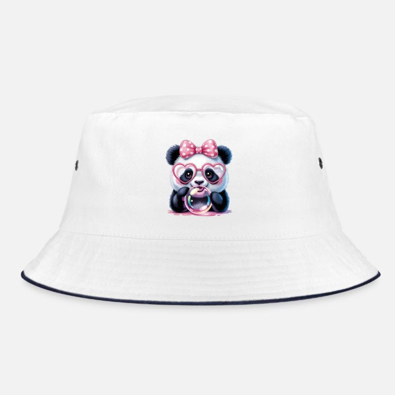 Panda mignon avec des lunettes et une bulle de savon - Bob - blanc/marine