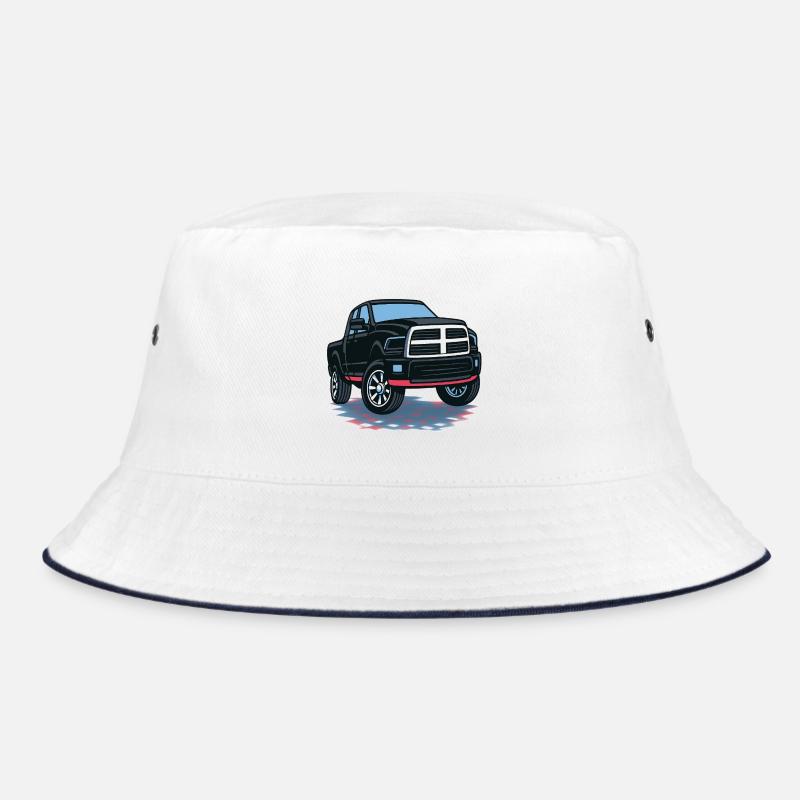 Schwarzer Pickup Ram - Bucket Hat - Weiß/Navy