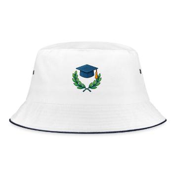 Academic Degree Wreath Design - Bucket Hat - white/navy - Front