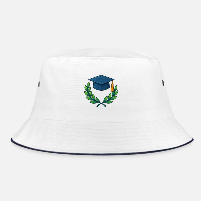 Academic Degree Wreath Design - Bucket Hat - white/navy