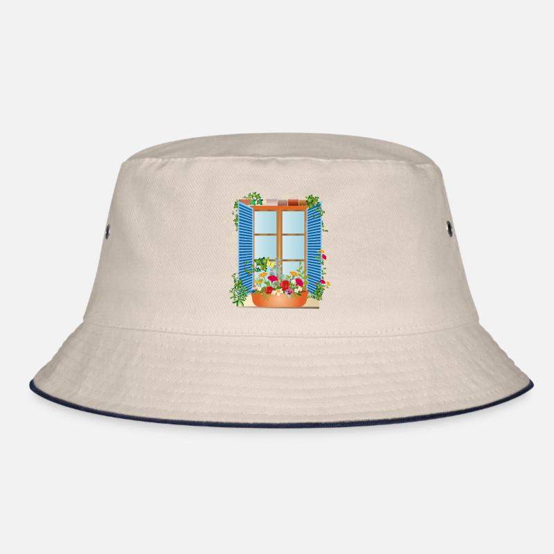 Summer window with flower box Bucket Hat