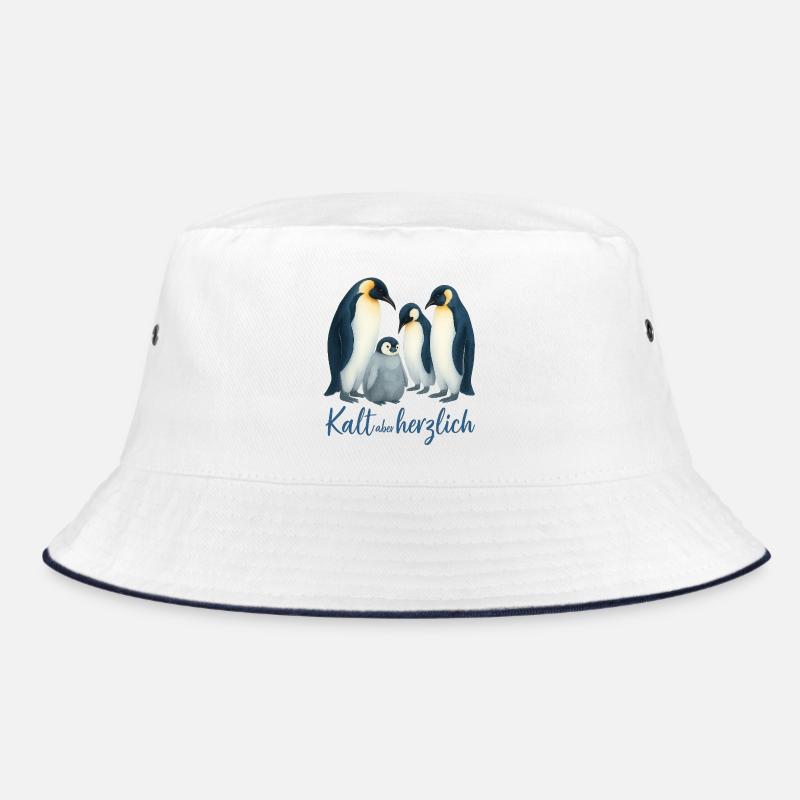 Blaue Winterpinguine - Bucket Hat - Weiß/Navy