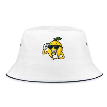 Cool Cartoon Lemon with Sunglasses Funny - Bucket Hat - white/navy - Front