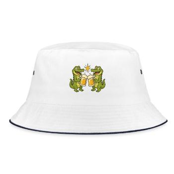 Laughing crocodiles with beer - Bucket Hat - white/navy - Front