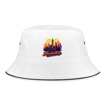 Manhattan City New York Silhouette Gift - Bucket Hat - white/navy - Front