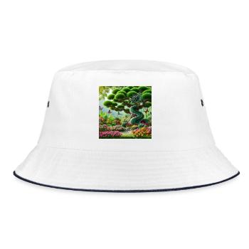 Garden Dragon in Oriental Fantasy Style - Bucket Hat - white/navy - Front