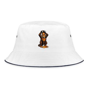 Tiger mit Farbeimer Cartoon Design - Bucket Hat - Weiß/Navy - Vorne