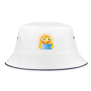 Bright sun with solar panel - Bucket Hat - white/navy - Front