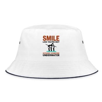 Synchronized Swimming Kicking Underwater Smile - Bucket Hat - white/navy - Front