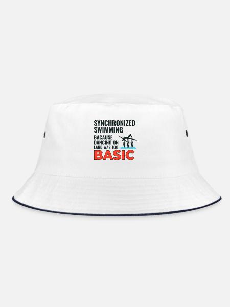 Synchronschwimmen Tanzen Grundlegendes Schwimmen Humor - Bucket Hat - Weiß/Navy - Vorne