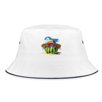 Watermelon Summer Cool Sweetness on the Beach - Bucket Hat - white/navy - Front