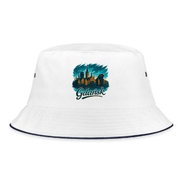 Danzig Gdańsk maritim Silhouette Polen Geschenk - Bucket Hat - Weiß/Navy - Vorne