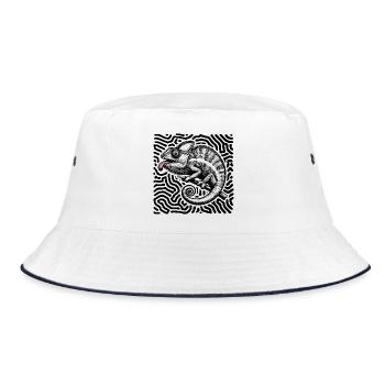 Chamäleon Psychedelisches Labyrinth Kunst - Bucket Hat - Weiß/Navy - Vorne
