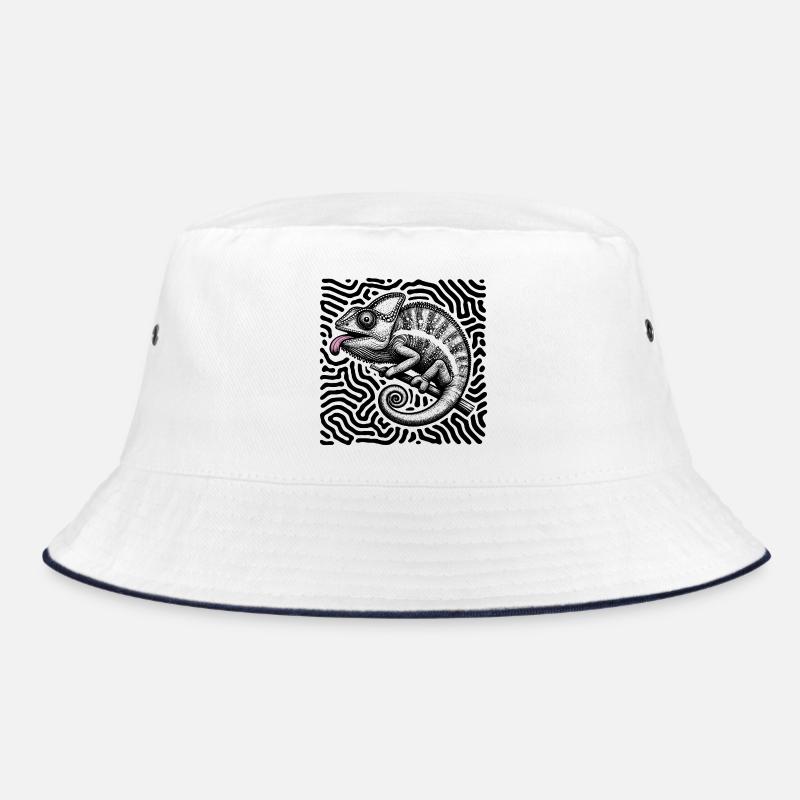 Caméléon art tribal pastel - Bob - blanc/marine