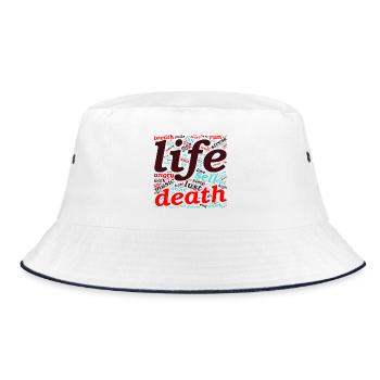 Life & Death – Word Art between Heaven and Hell - Bucket Hat - white/navy - Front