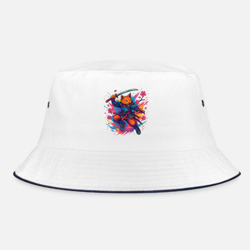 Samurai-style cat warrior Bucket Hat