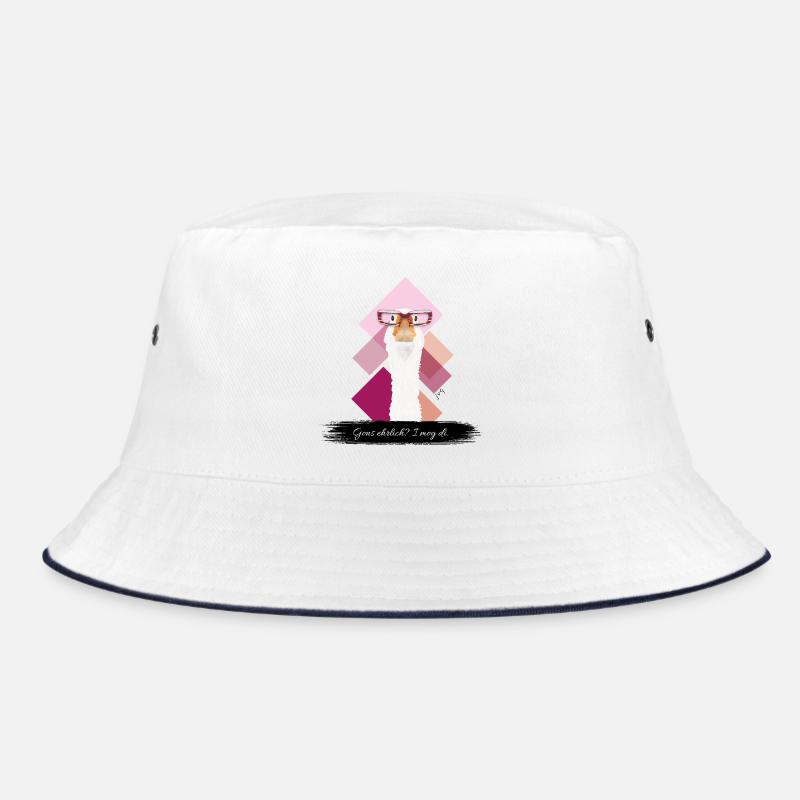 JvG Gans "Gons ehrlich? I mog di." - Bucket Hat - Weiß/Navy