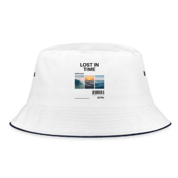Lost Time: Miami Waves Triptych - Bucket Hat - white/navy - Front