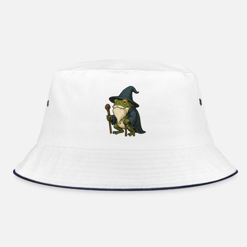 Wise bearded frog with magic hat Bucket Hat
