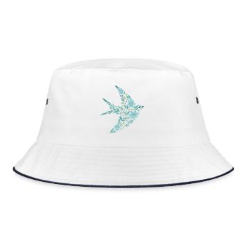 Élégant motif d’oiseau floral bleu - Bob - blanc/marine - Devant