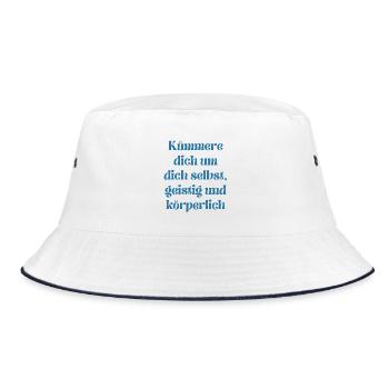 Motivational Self-Care Quote in Blue - Bucket Hat - white/navy - Front