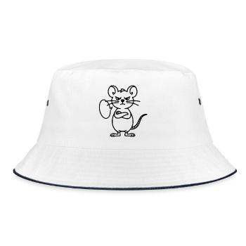 Mouse with speech bubble to personalize - Bucket Hat - white/navy - Front