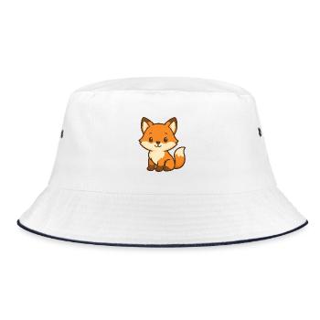 Niedlicher Fuchsbär Kinderdesign - Bucket Hat - Weiß/Navy - Vorne