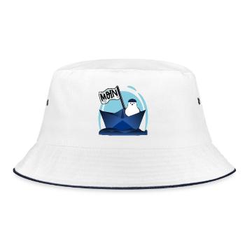 PAPIERBOOT MOIN PAPIERSCHIFF MÖWE - Bucket Hat - Weiß/Navy - Vorne