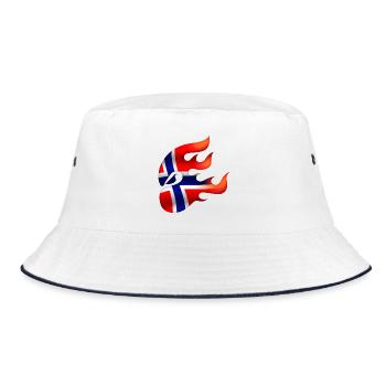 Norwegische Flagge - Norwegen - Ninja - Bucket Hat - Weiß/Navy - Vorne