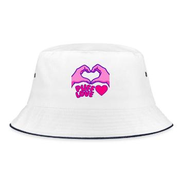 Heart Puffed Love Design and Hands - Bucket Hat - white/navy - Front