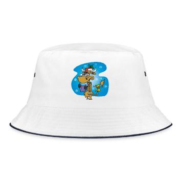 Cow Santa Claus *funny* - Bucket Hat - Weiß/Navy - Vorne