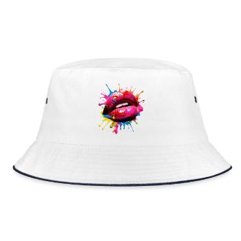 Vivid Lip Art with Color Splash - Bucket Hat - white/navy - Front