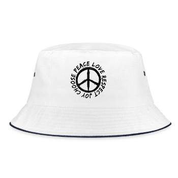 Choose Peace Love Respect Joy Peacezeichen - Bucket Hat - Weiß/Navy - Vorne