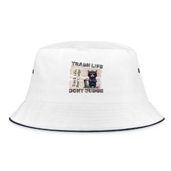 Trash rat with sunglasses and trash motif - Bucket Hat - white/navy - Front