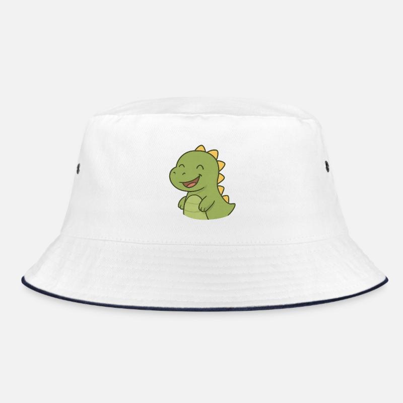 Lachender_Dino - Bucket Hat - Weiß/Navy