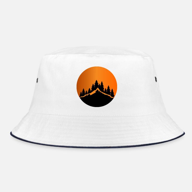 Sunset Mountain Forest Silhouette Bucket Hat