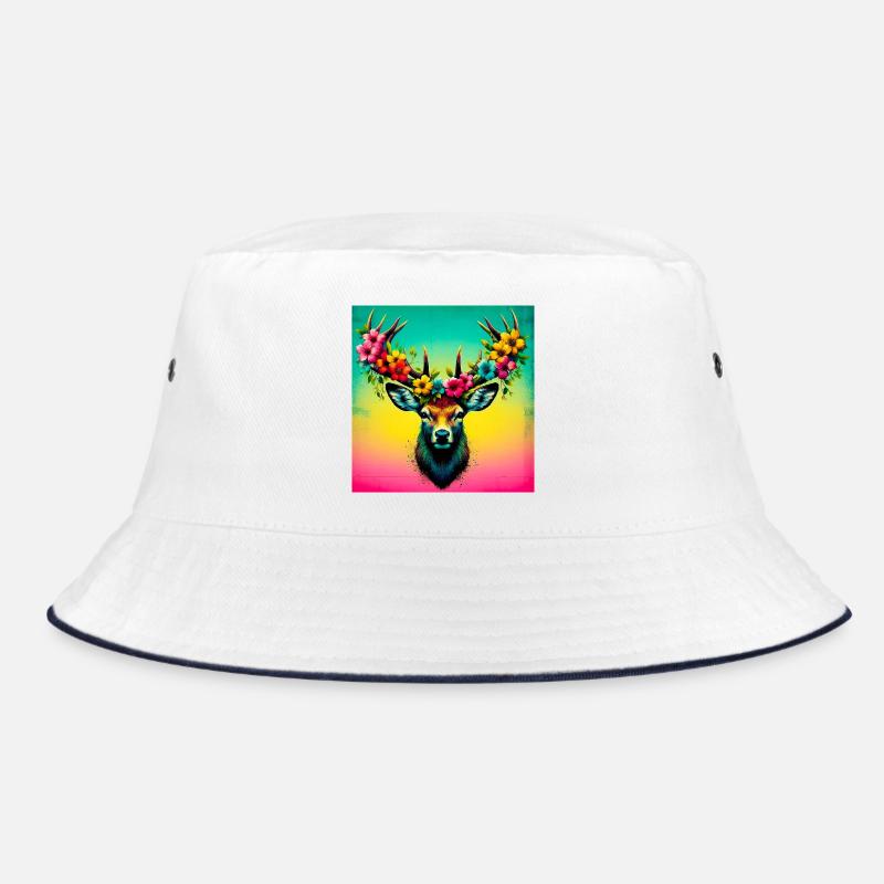Hirsch - Bucket Hat - Weiß/Navy