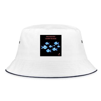 Only dead fish - Bucket Hat - white/navy - Front