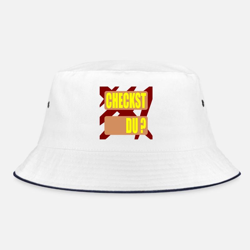 CHECKST DU WORTSCHATZ - Bucket Hat - Weiß/Navy