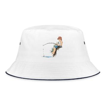 Angler - Bucket Hat - Weiß/Navy - Vorne